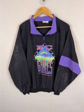 Vintage Wilson Sport 1993 Summer BC Games Chilliwack Quarter Zip Jacket Mens L